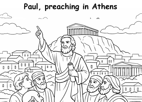 The Apostle Paul preaching in Athens, Greece
